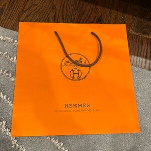 HERMES SHOPPING BAG 11.75 X 11.75” AUTHENTIC AND RIBBON